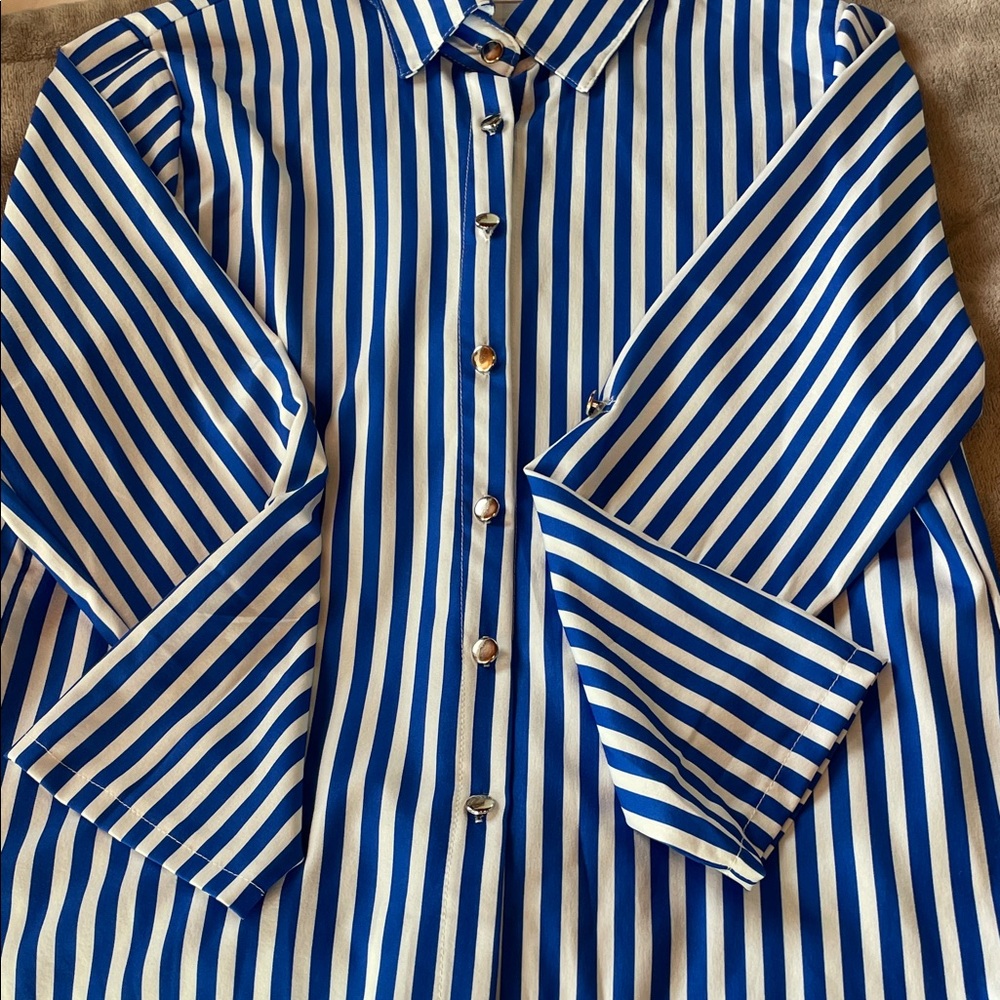 Blue and White Striped Shirt - Picture 3 of 8